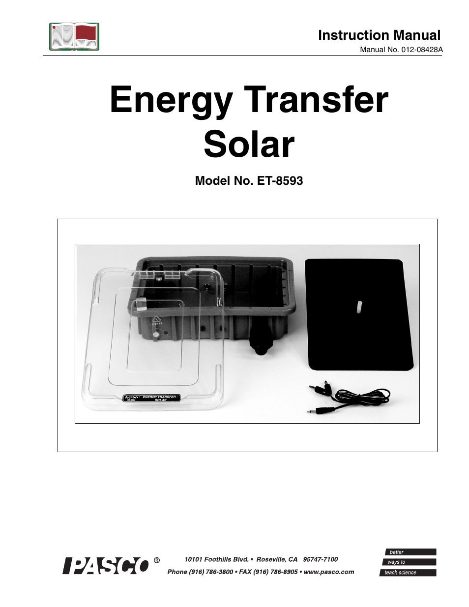 PASCO ET-8593 Energy Transfer Solar User Manual | 14 pages