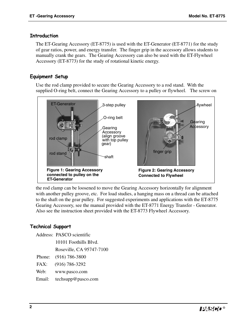 PASCO ET-8775 Energy Transfer - Gearing Accessory User Manual | Page 2 / 2