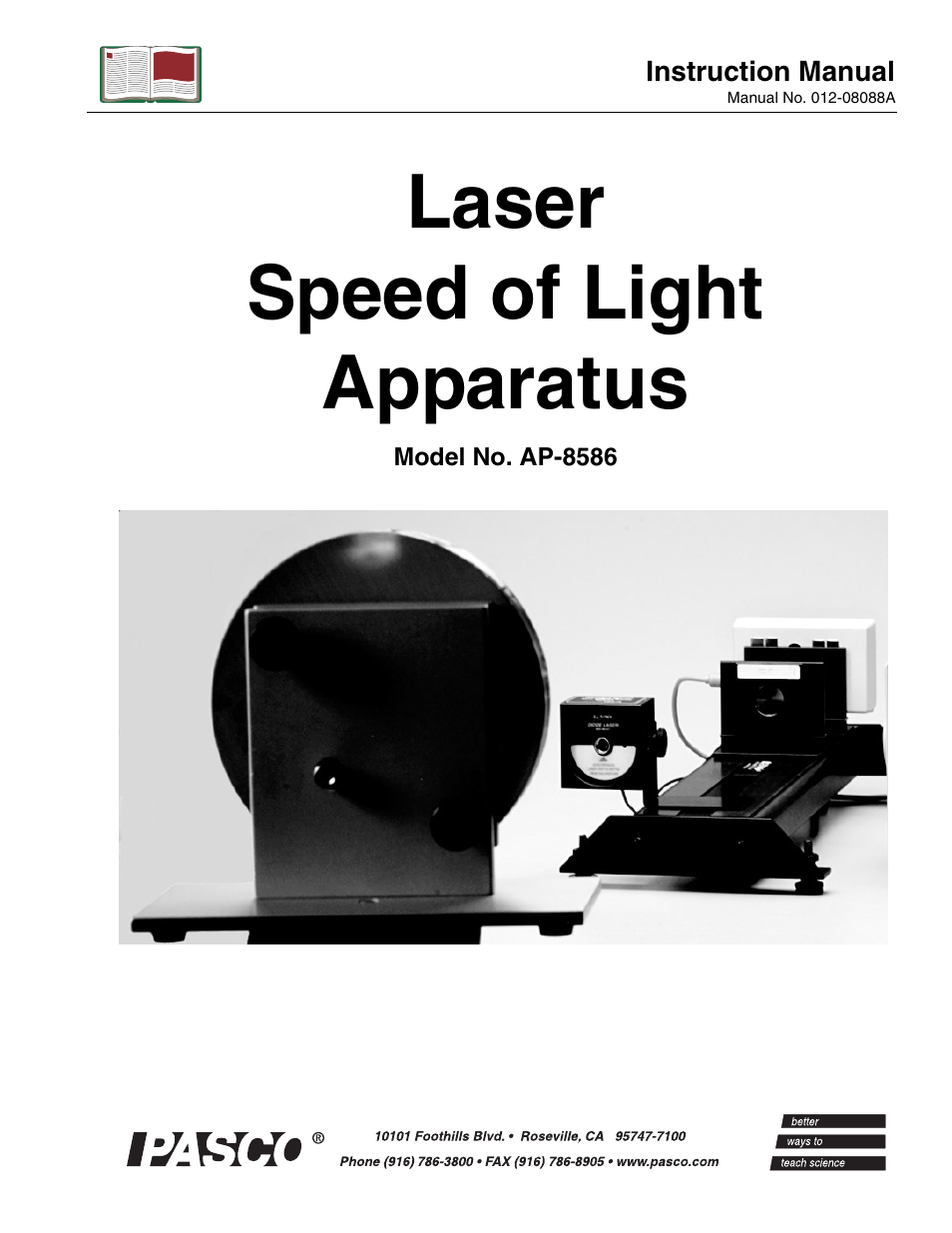 PASCO AP-8586 Laser Speed of Light Apparatus User Manual | 18 pages