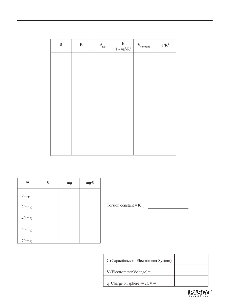 PASCO ES-9070 COULOMB BALANCE User Manual | Page 16 / 22