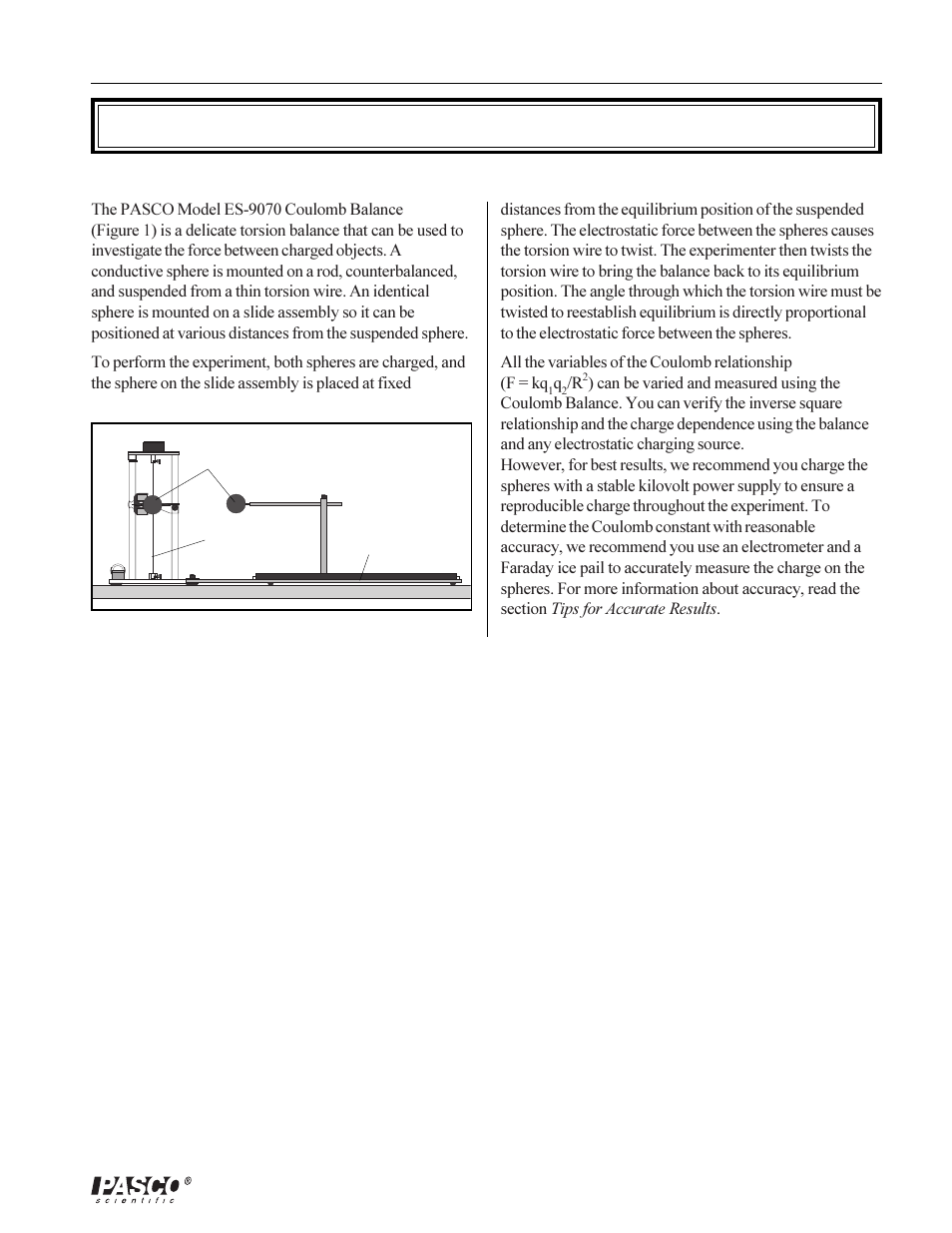 Introduction | PASCO ES-9070 COULOMB BALANCE User Manual | Page 5 / 22