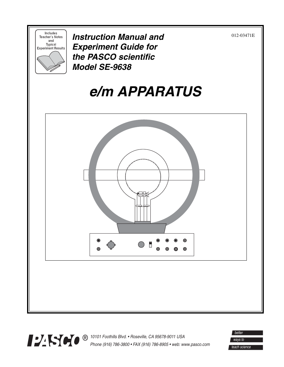 PASCO SE-9638 e-m APPARATUS User Manual | 11 pages