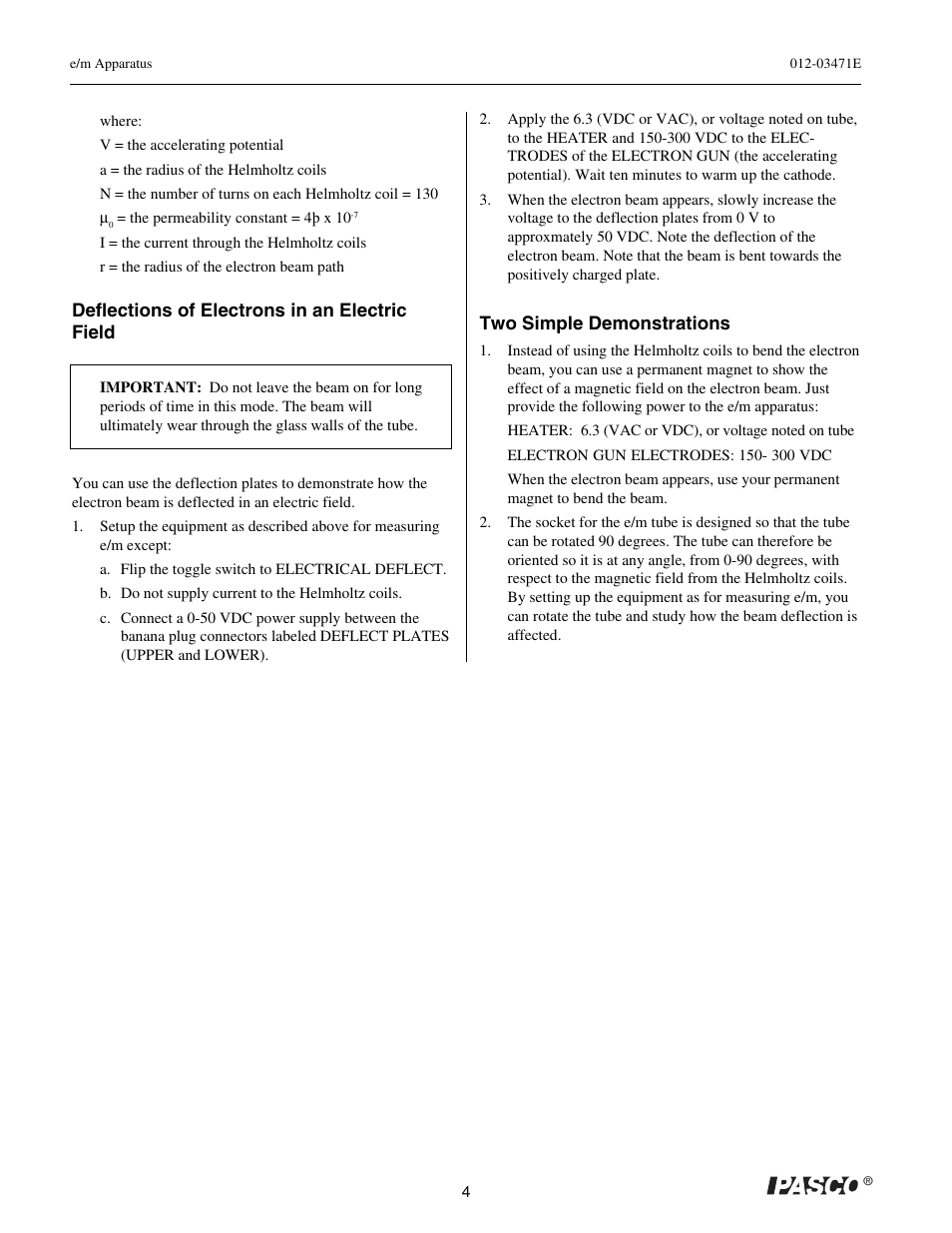 PASCO SE-9638 e-m APPARATUS User Manual | Page 9 / 11
