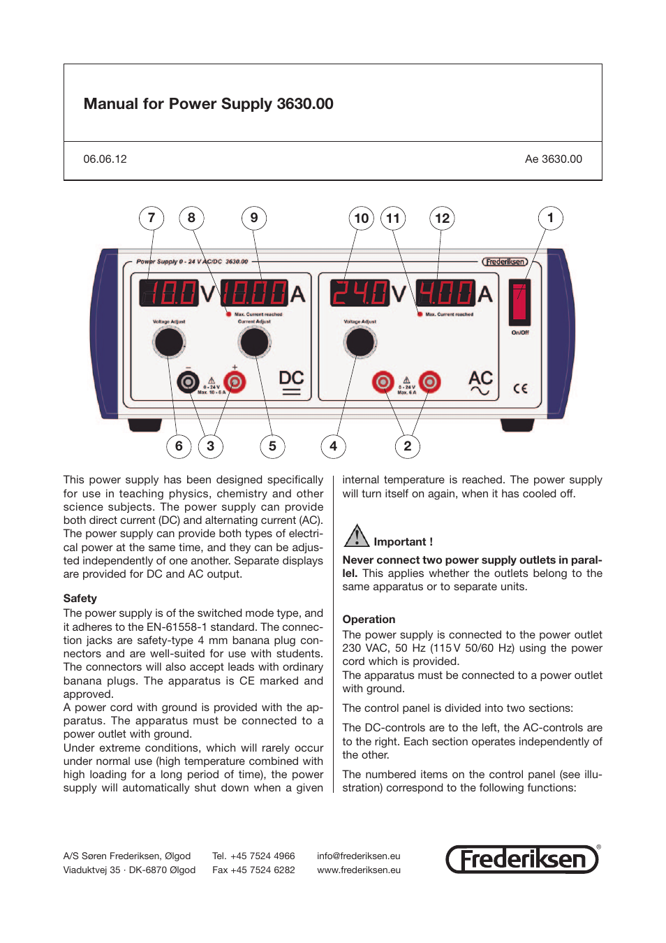 PASCO SF-9584B Power Supply User Manual | 2 pages