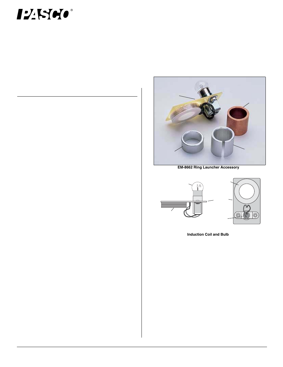 PASCO EM-8662 Ring Launcher Accessories User Manual | 2 pages