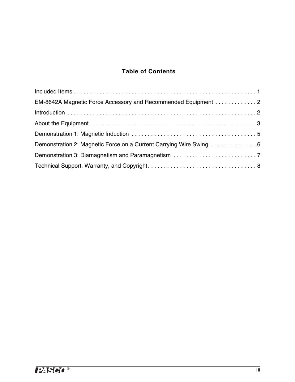 PASCO EM-8642A Magnetic Force Accessory User Manual | Page 3 / 12
