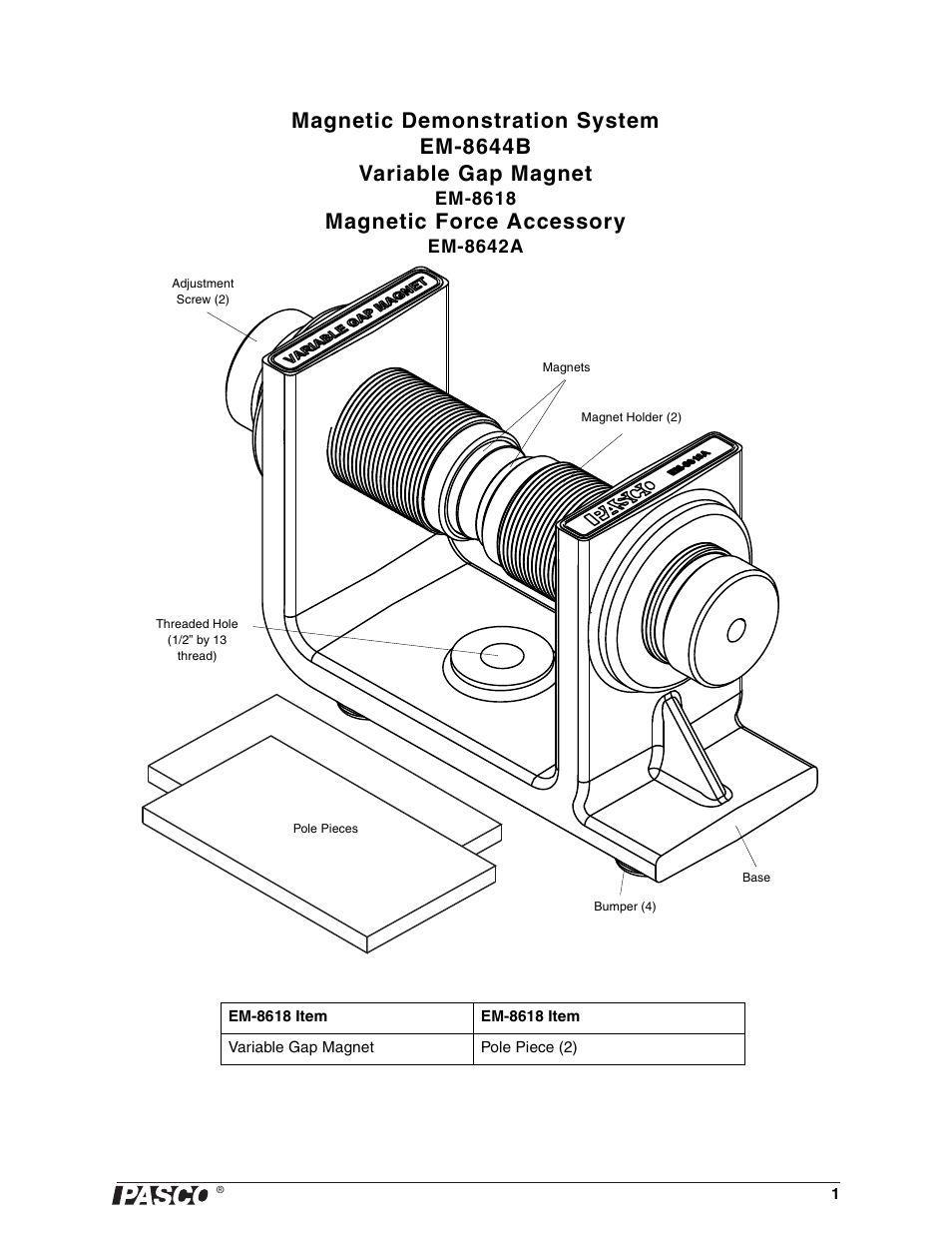 Magnetic force accessory | PASCO EM-8642A Magnetic Force Accessory User Manual | Page 5 / 12