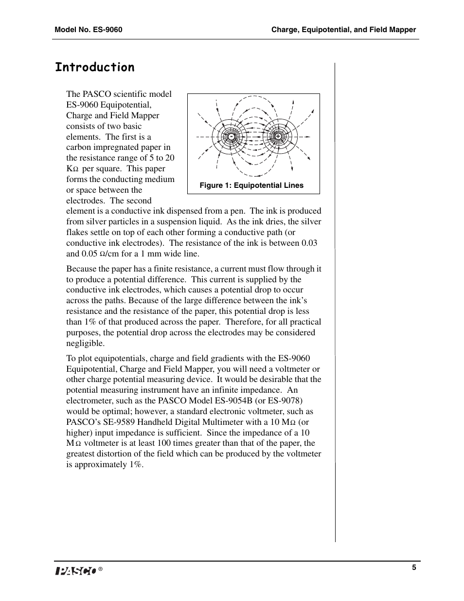 Introduction | PASCO ES-9060 Charge, Equipotential and Field Mapper User Manual | Page 6 / 24