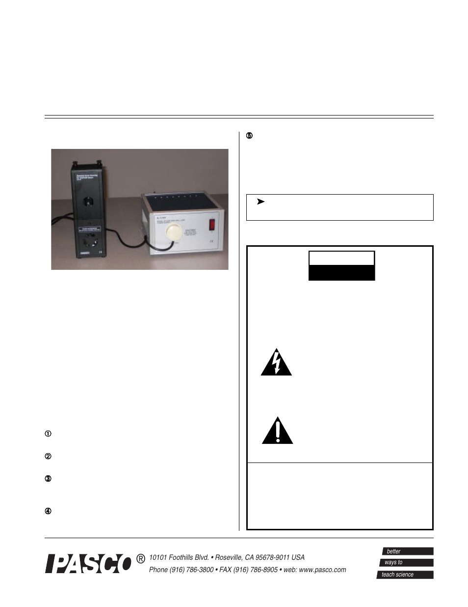 PASCO SF-9288 Spectral Lamp Power Supply and Mount User Manual | 2 pages