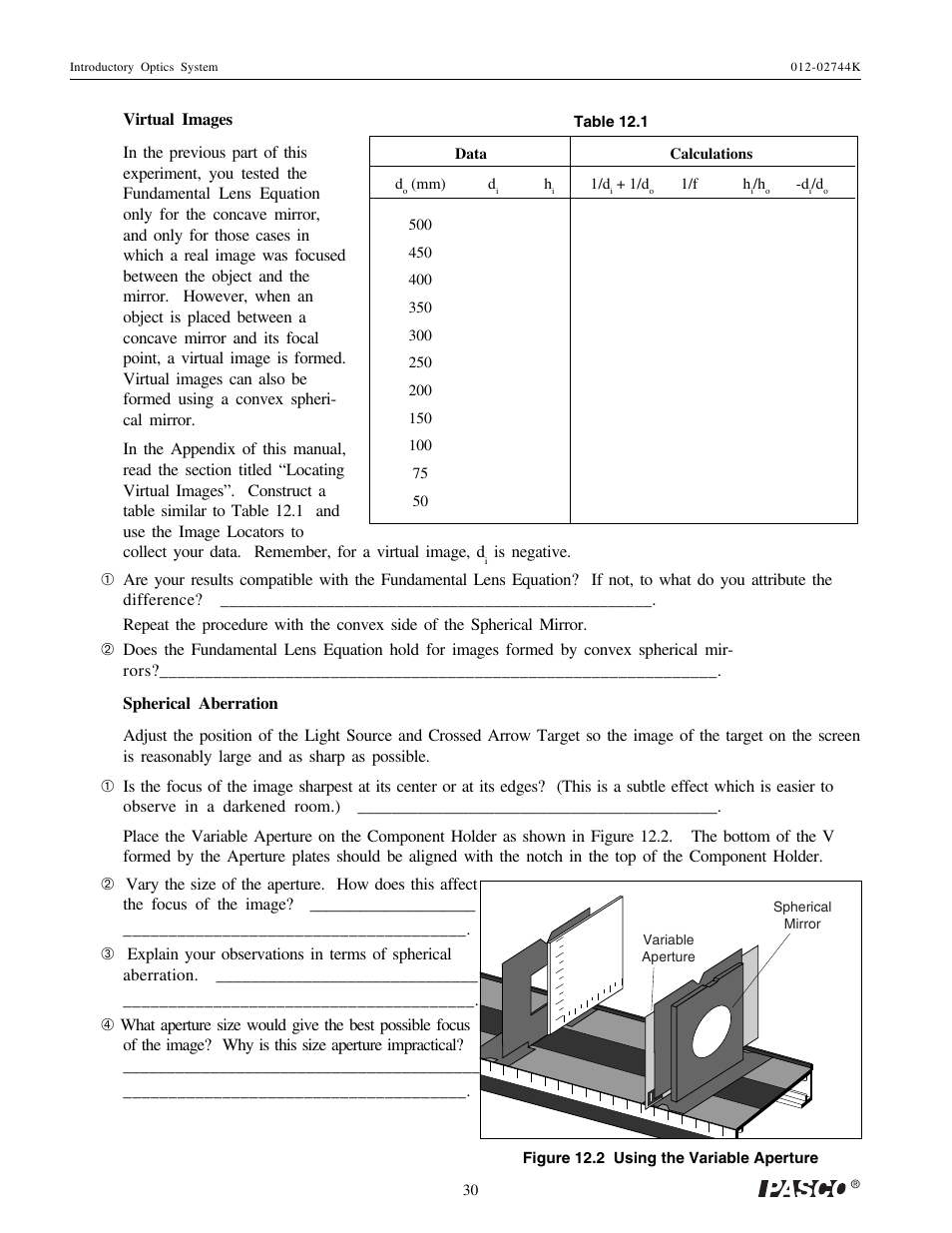 PASCO OS-8500 INTRODUCTORY OPTICS SYSTEM User Manual | Page 36 / 75