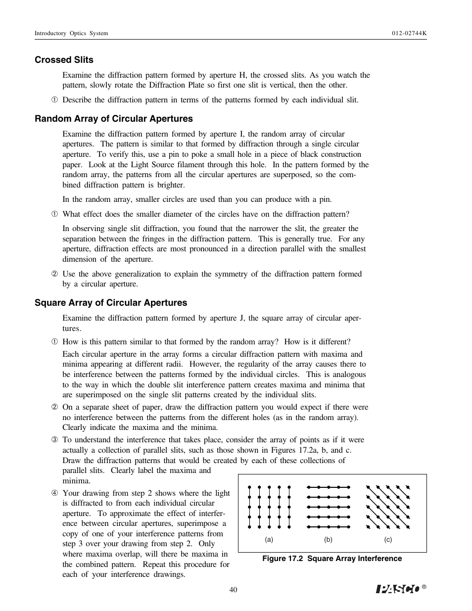 PASCO OS-8500 INTRODUCTORY OPTICS SYSTEM User Manual | Page 46 / 75