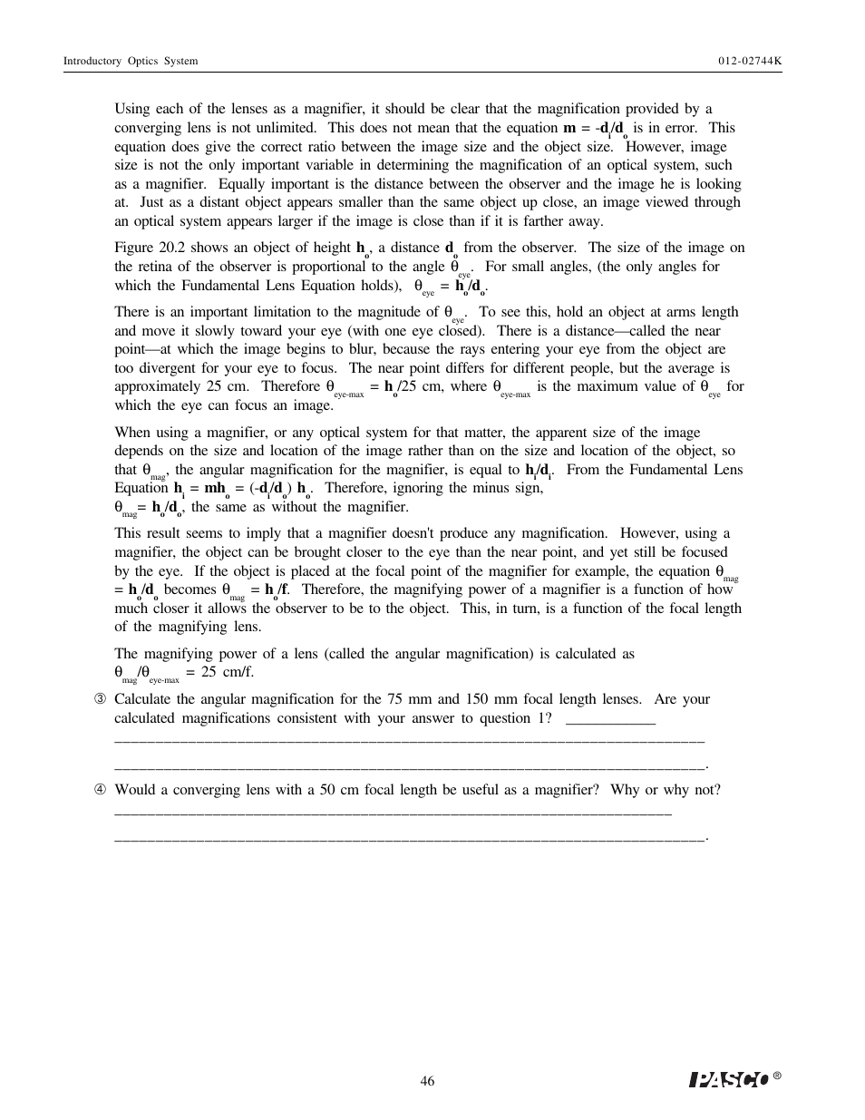 PASCO OS-8500 INTRODUCTORY OPTICS SYSTEM User Manual | Page 52 / 75