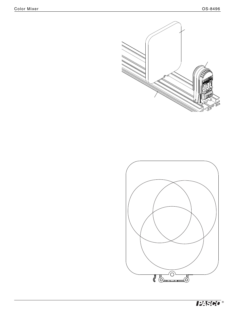 Optics bench without lens, Standalone, Color mixing | Other | PASCO OS-8496 Color Mixer User Manual | Page 4 / 5