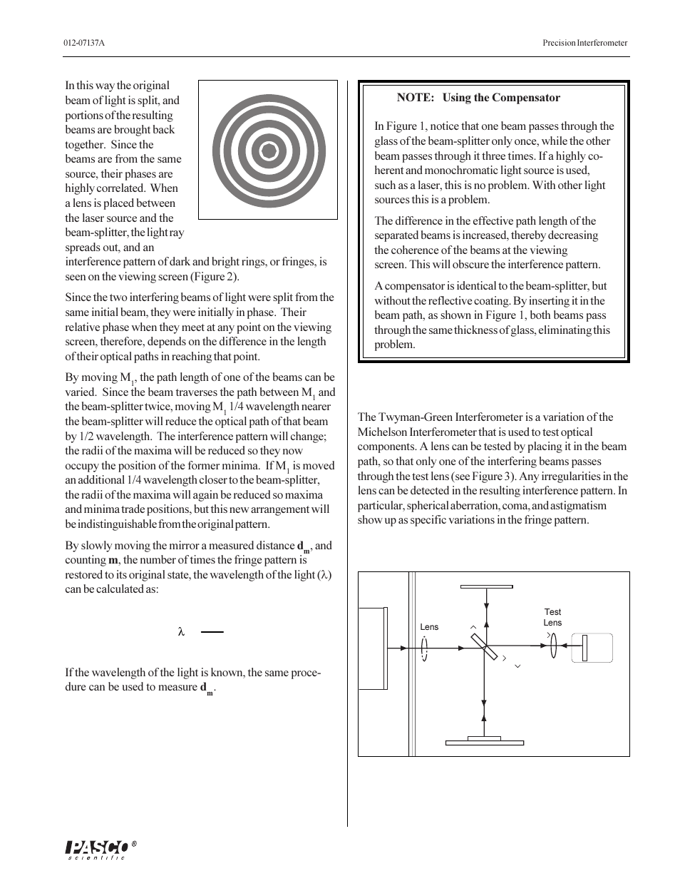 PASCO OS-9257A PRECISION INTERFEROMETER User Manual | Page 9 / 28