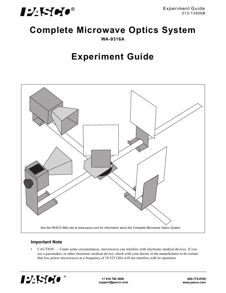 PASCO WA-9316A Complete Microwave Optics System User Manual | 42 pages