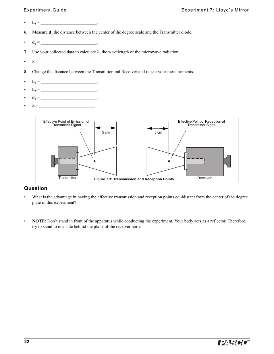 Question | PASCO WA-9316A Complete Microwave Optics System User Manual | Page 22 / 42