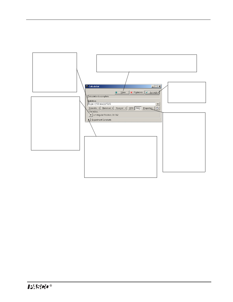 Appendix a: creating equations in datastudio | PASCO OS-8170A Brewster’s Angle Accessory User Manual | Page 23 / 26