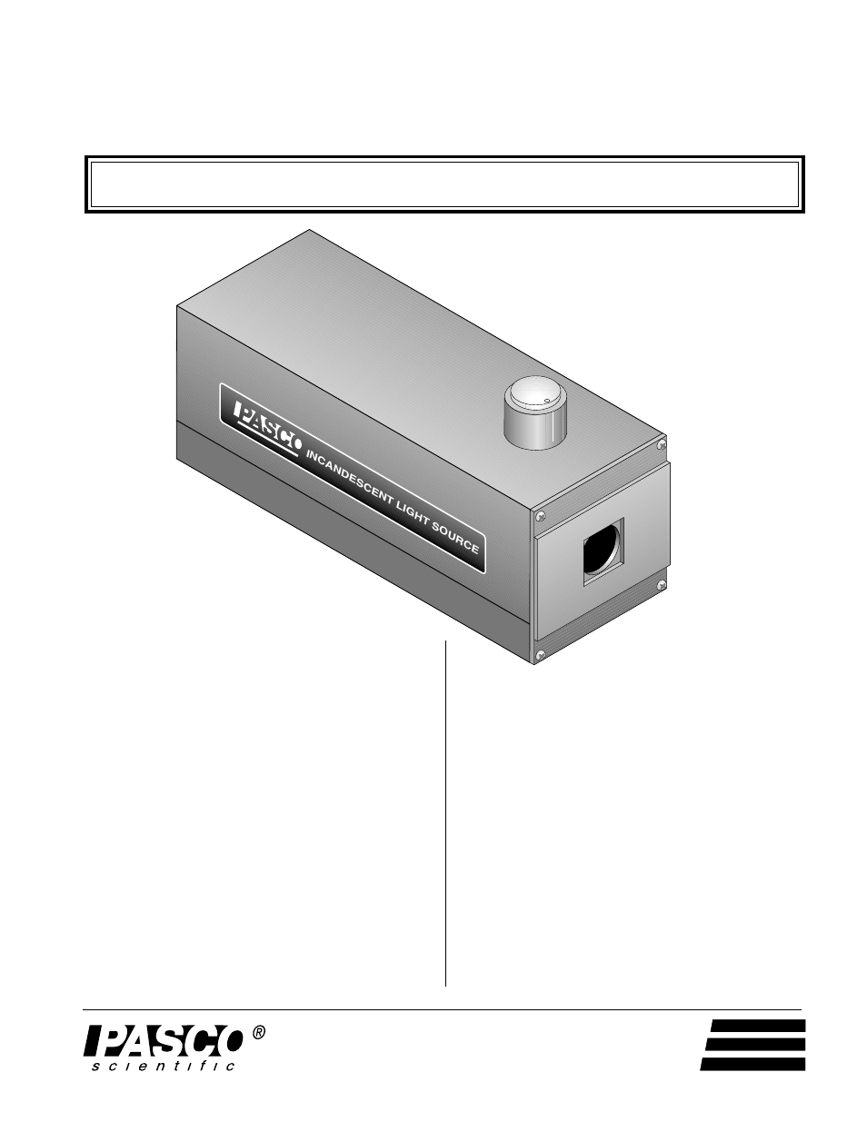 PASCO OS-9102C INCANDESCENT LIGHT SOURCE User Manual | 4 pages