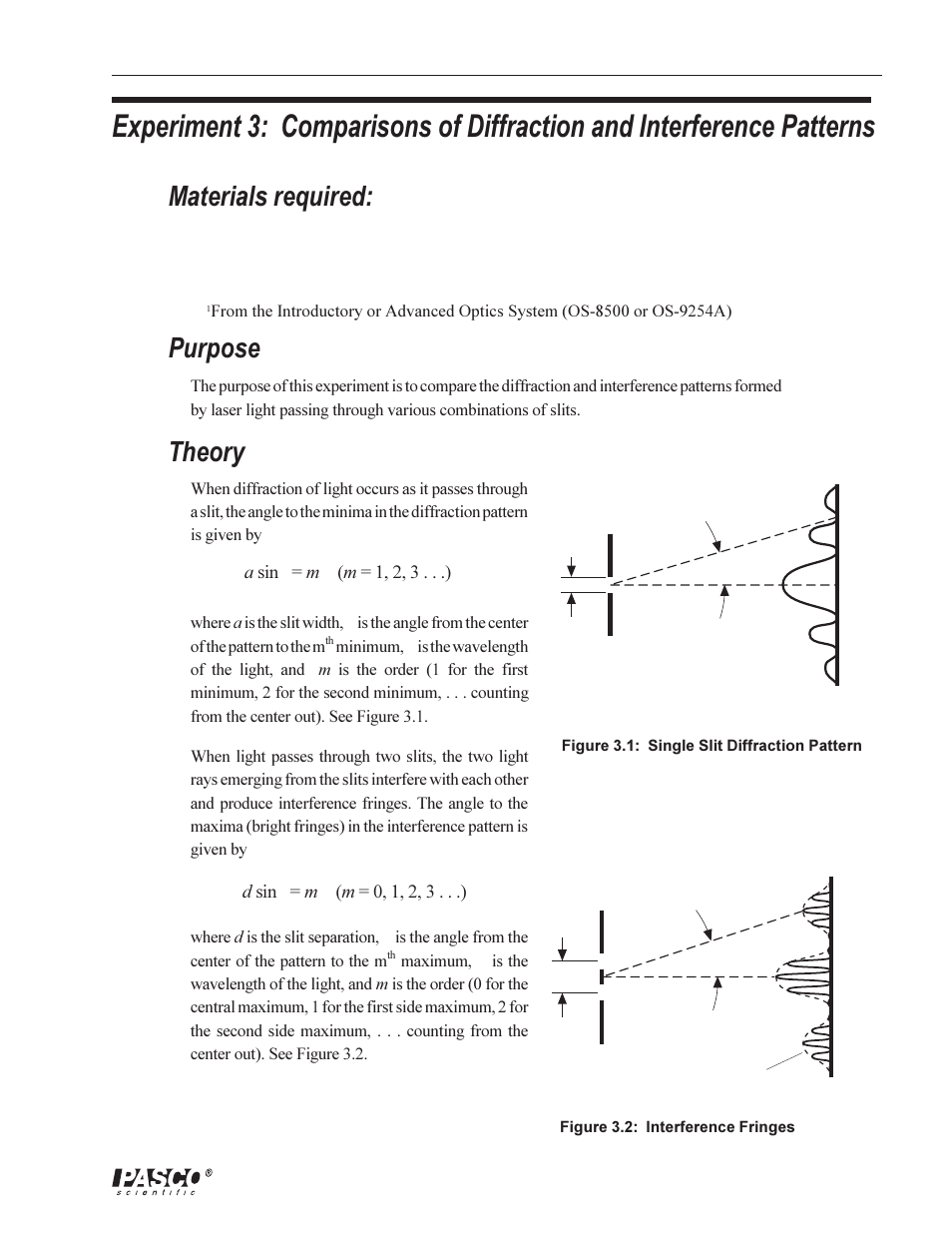 Theory, Materials required, Purpose | PASCO OS-8529 SLIT ACCESSORY User Manual | Page 11 / 14