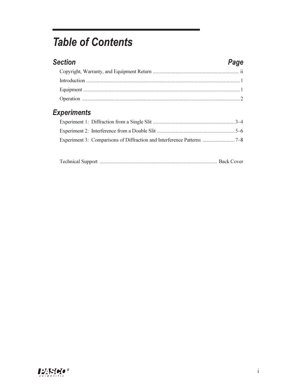 PASCO OS-8529 SLIT ACCESSORY User Manual | Page 3 / 14