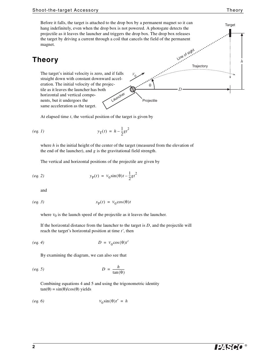 Theory | PASCO ME-6853 Shoot-the-target Accessory User Manual | Page 2 / 5