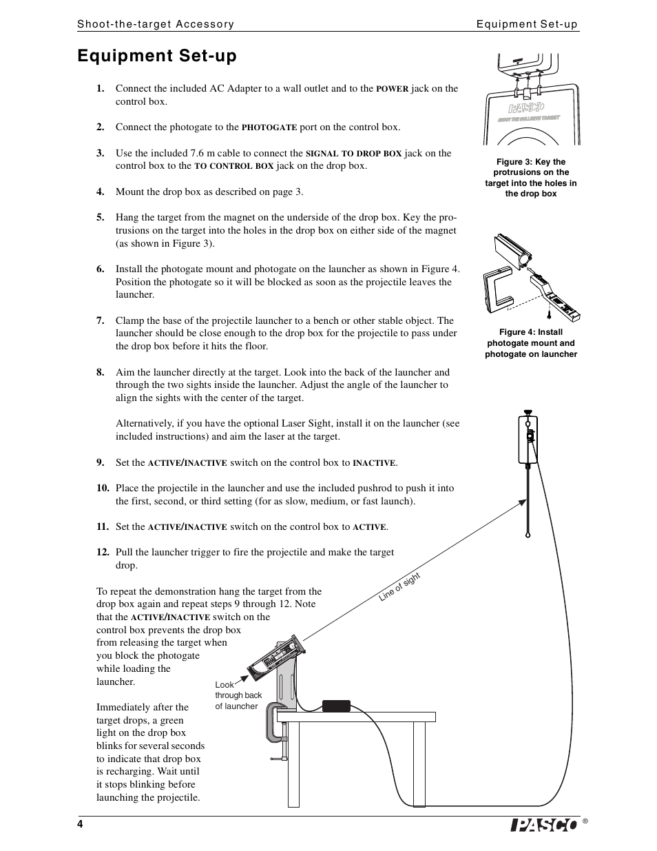 Equipment set-up | PASCO ME-6853 Shoot-the-target Accessory User Manual | Page 4 / 5