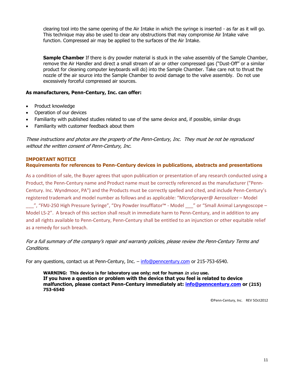 Penn-Century DP-4_4M User Manual | Page 11 / 11