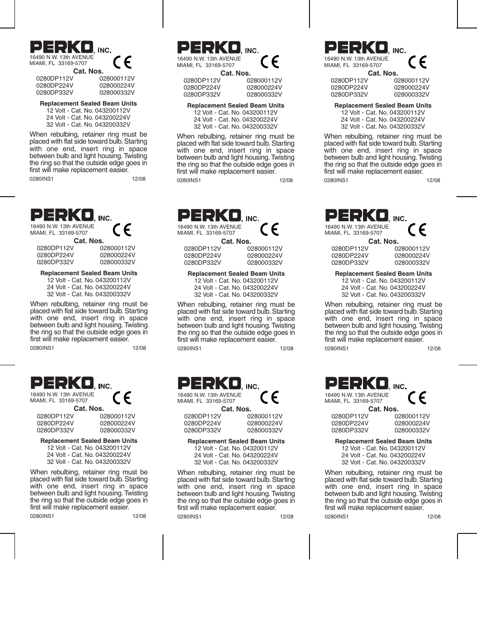 PERKO 0280 User Manual | 1 page