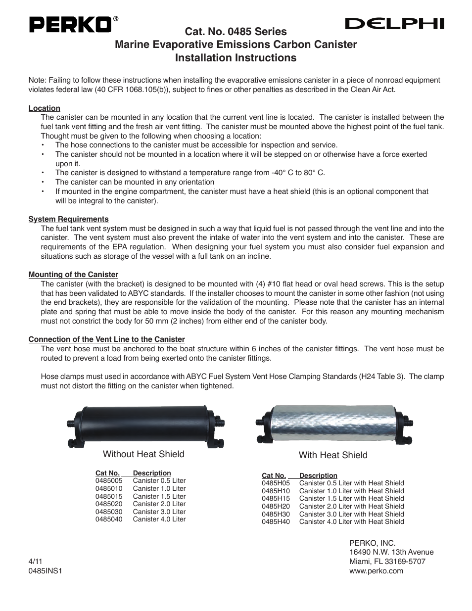 PERKO 0485 User Manual | 1 page