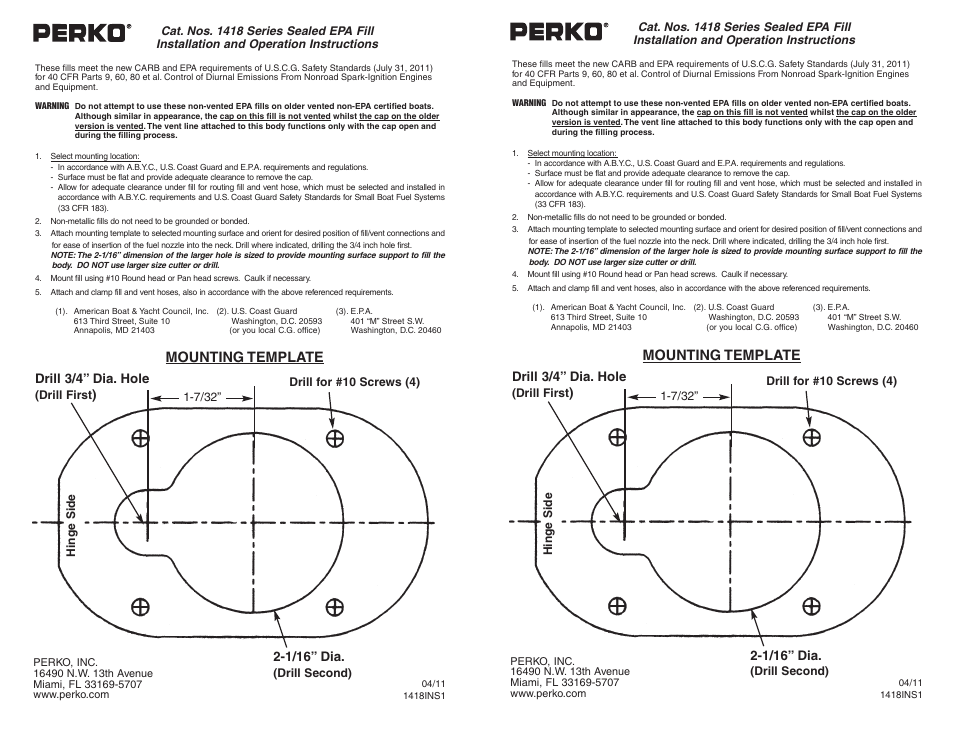 PERKO 1418 User Manual | 1 page