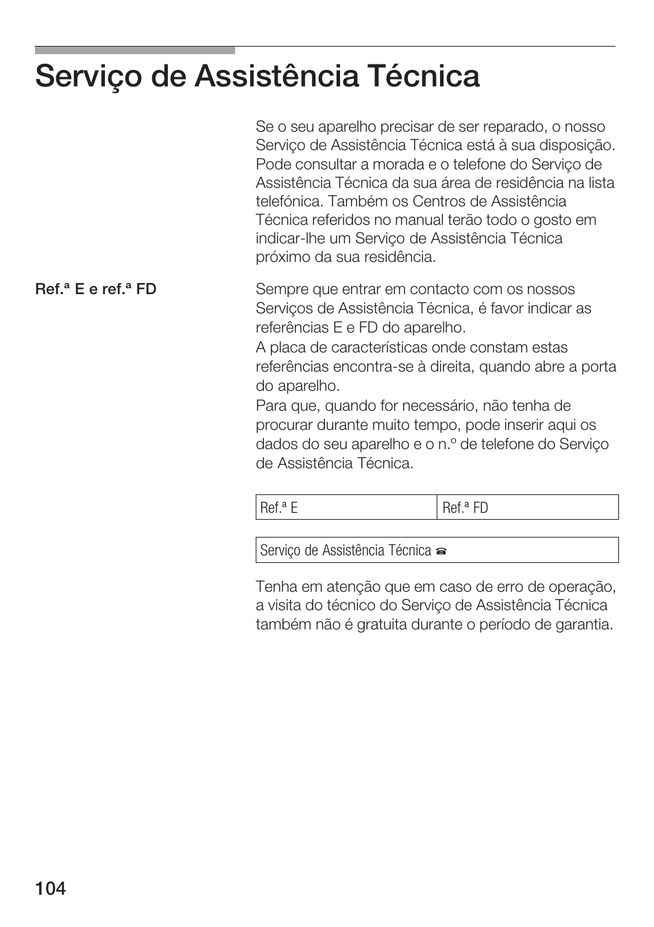 Serviço de assistência técnica | Bosch HMT 85ML63 User Manual | Page 104 / 152