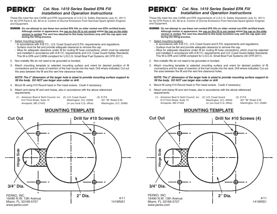 PERKO 1419 User Manual | 1 page