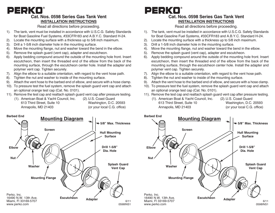 PERKO 0598 User Manual | 1 page