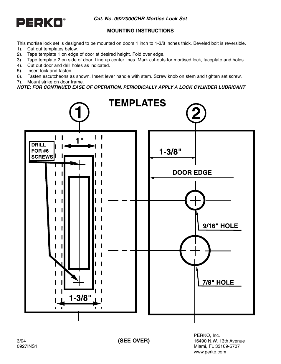 PERKO 0927 User Manual | 2 pages