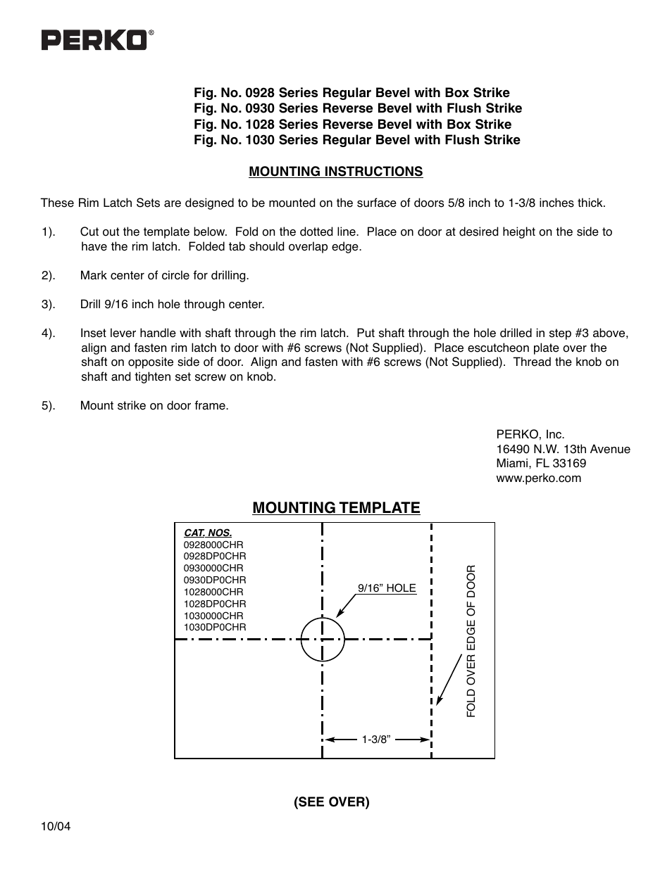 PERKO 1030 User Manual | 2 pages