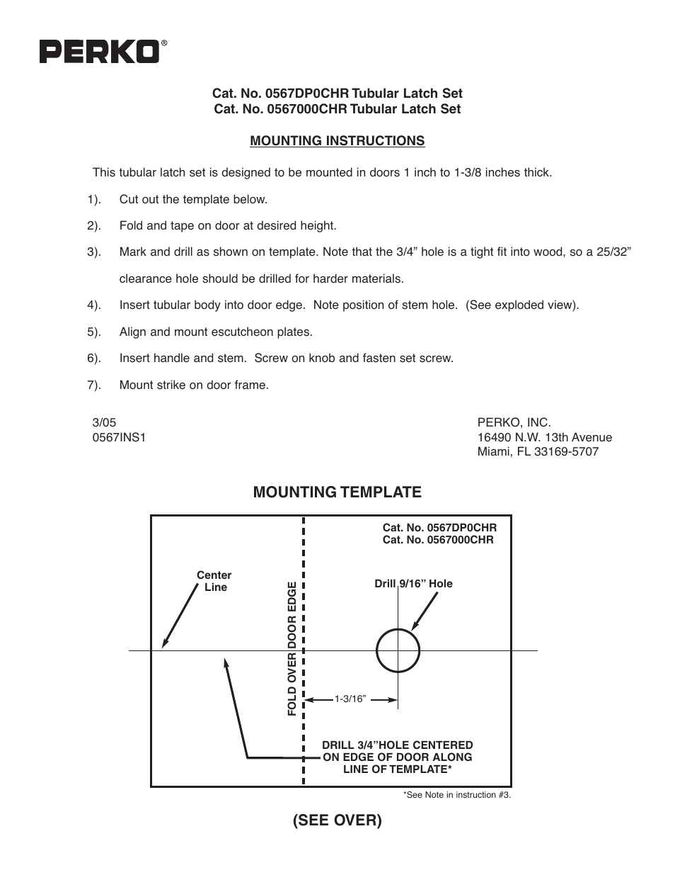 PERKO 0567 User Manual | 2 pages