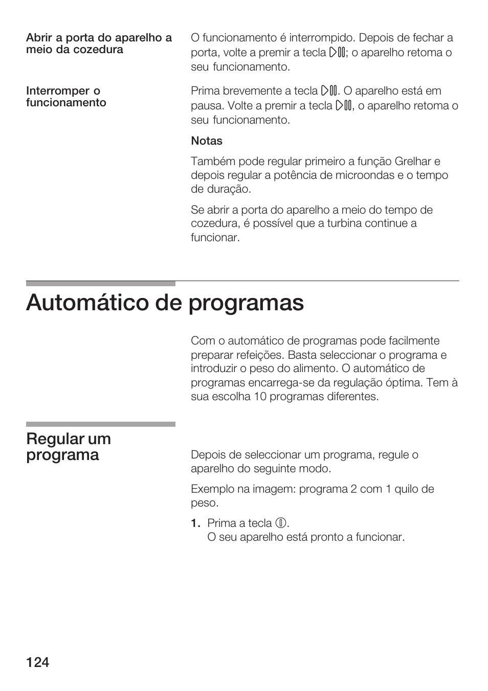 Automático de programas, Regular um programa | Bosch HMT 85GL53 User Manual | Page 124 / 204