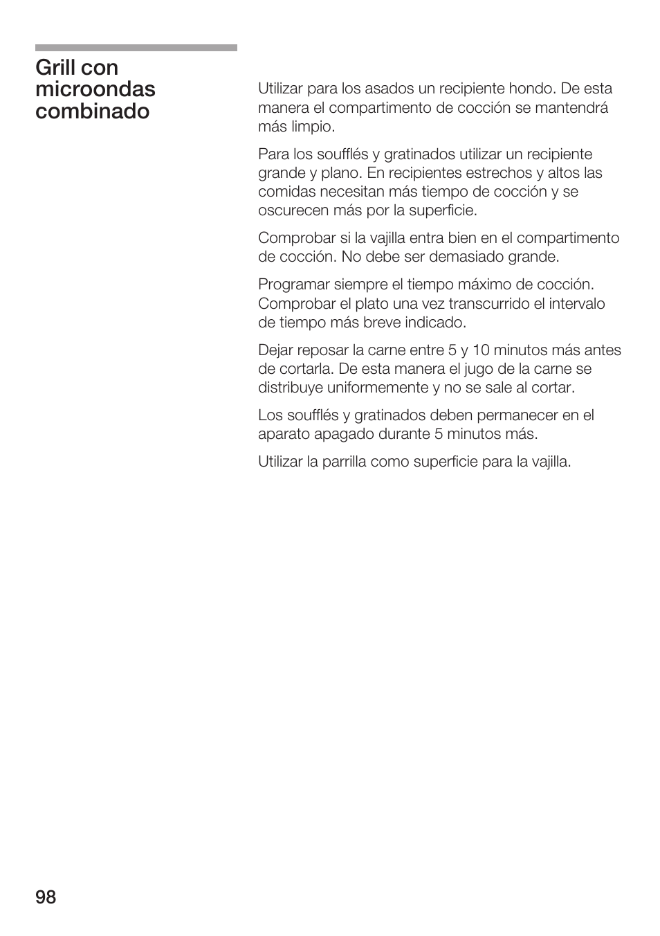 Grill con microondas combinado | Bosch HMT 85GL53 User Manual | Page 98 / 204