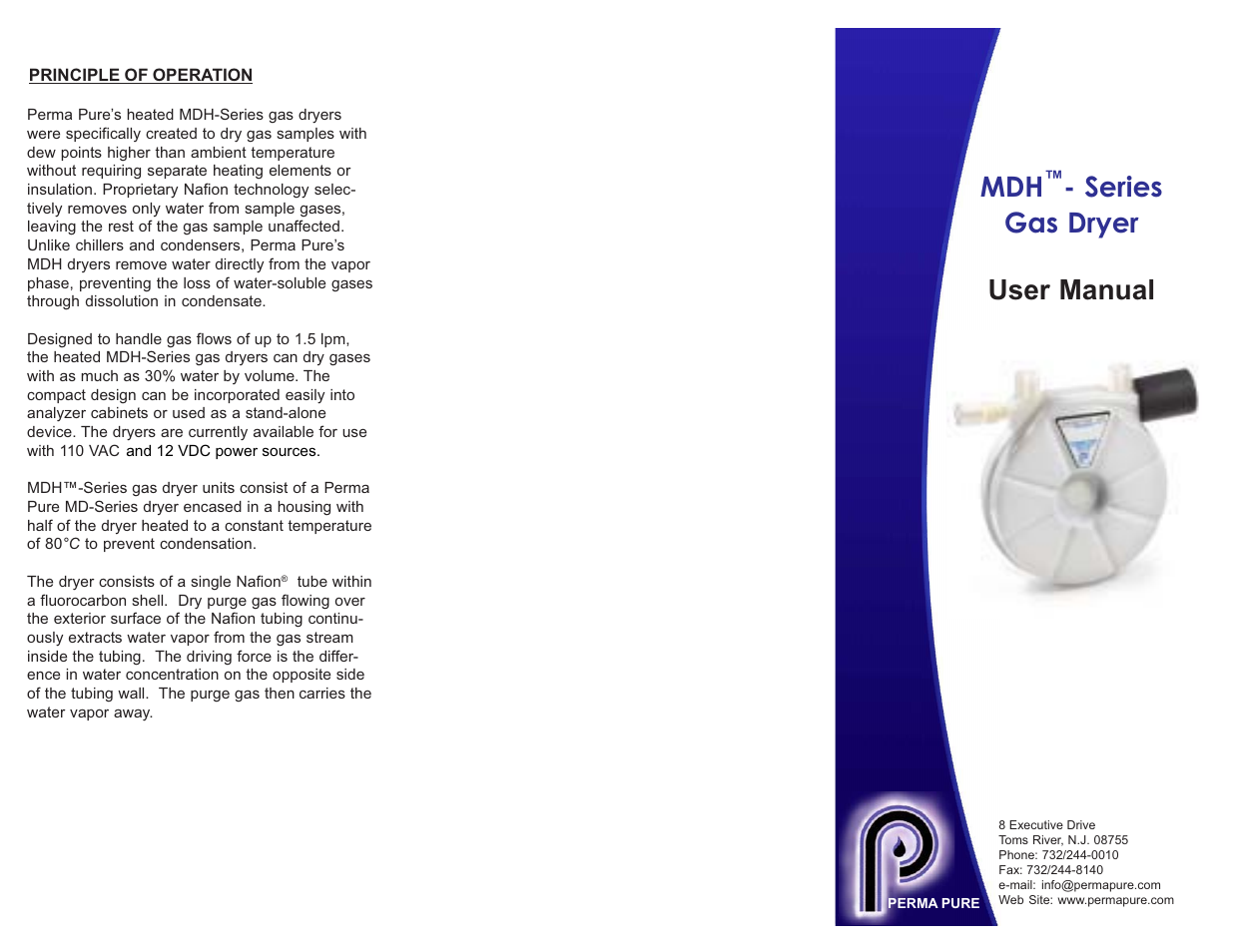 Perma Pure MDH-Series User Manual | 2 pages