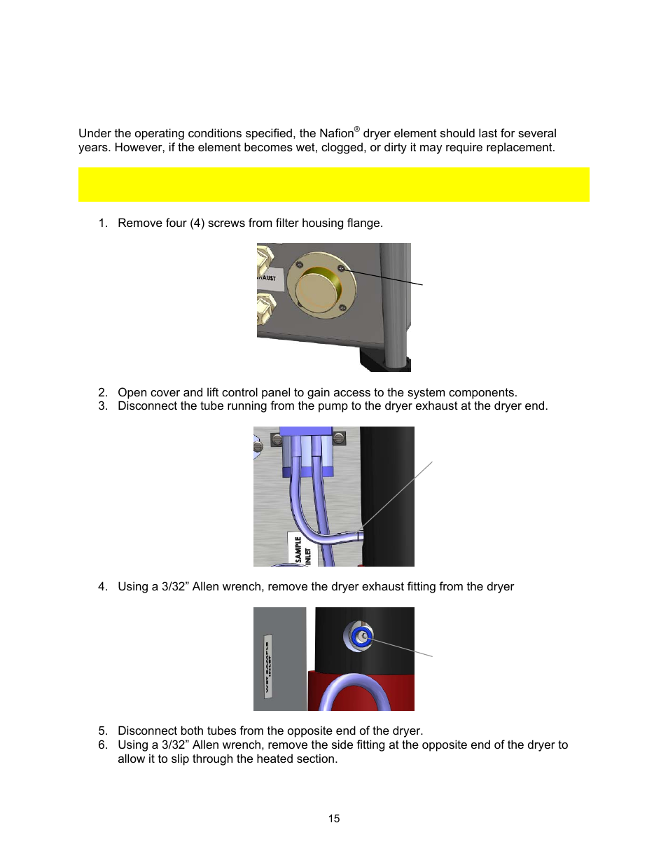Dryer element replacement | Perma Pure Micro-GASS UG-1212 User Manual | Page 15 / 29