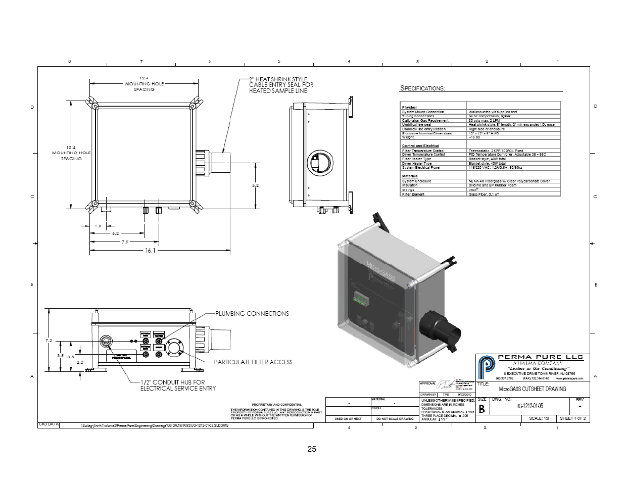 Cutsheet drawing | Perma Pure Micro-GASS UG-1212 User Manual | Page 25 / 29