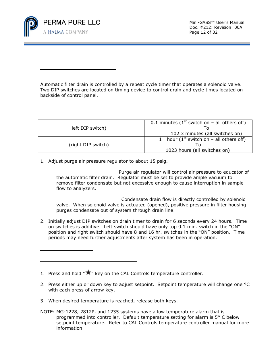 Perma pure llc | Perma Pure Mini-GASS User Manual | Page 12 / 32