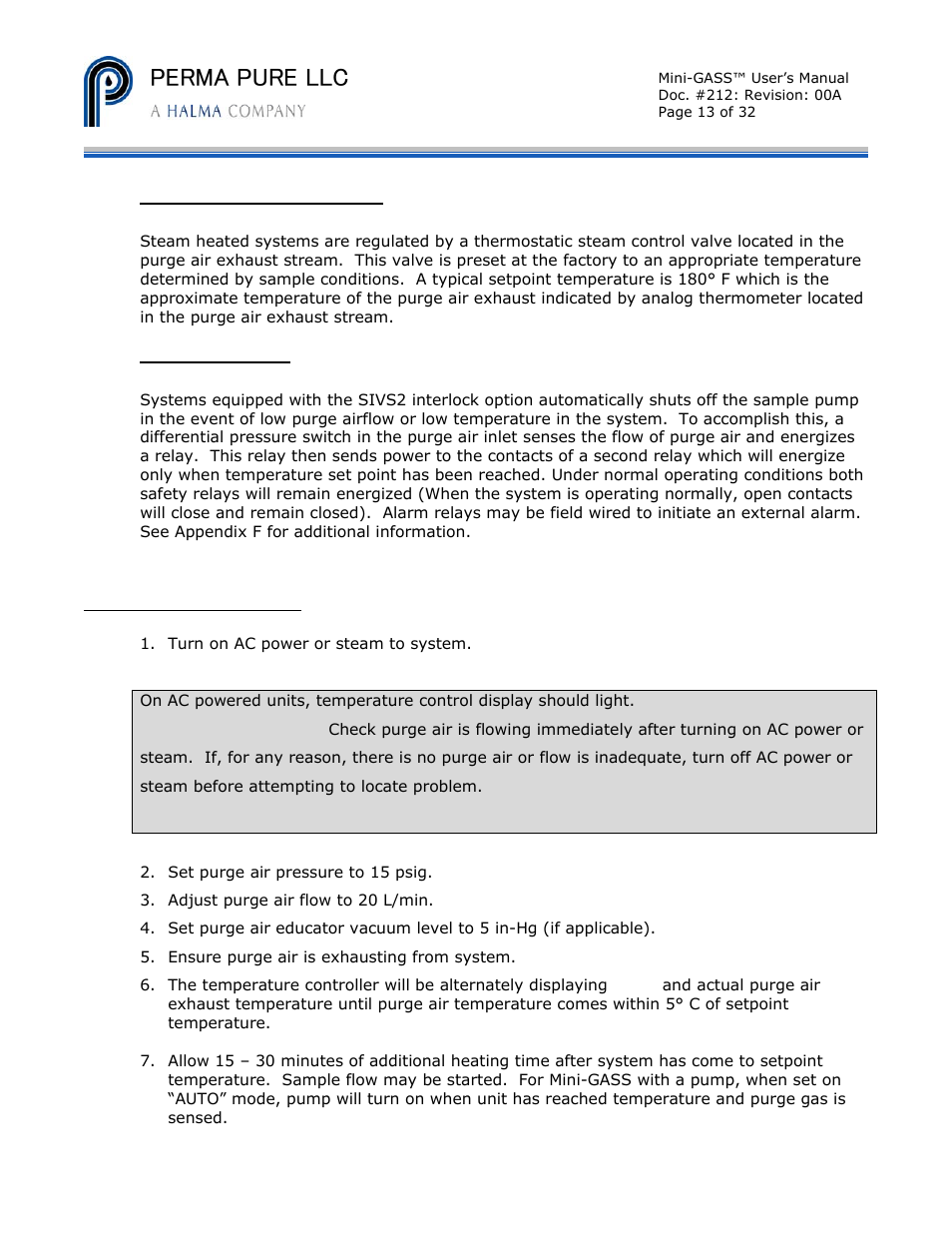 Perma pure llc | Perma Pure Mini-GASS User Manual | Page 13 / 32