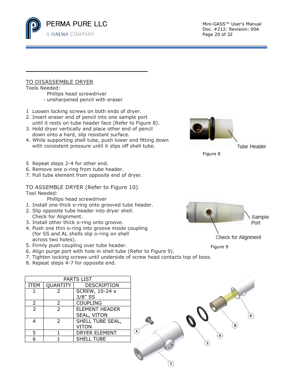 Perma pure llc | Perma Pure Mini-GASS User Manual | Page 20 / 32