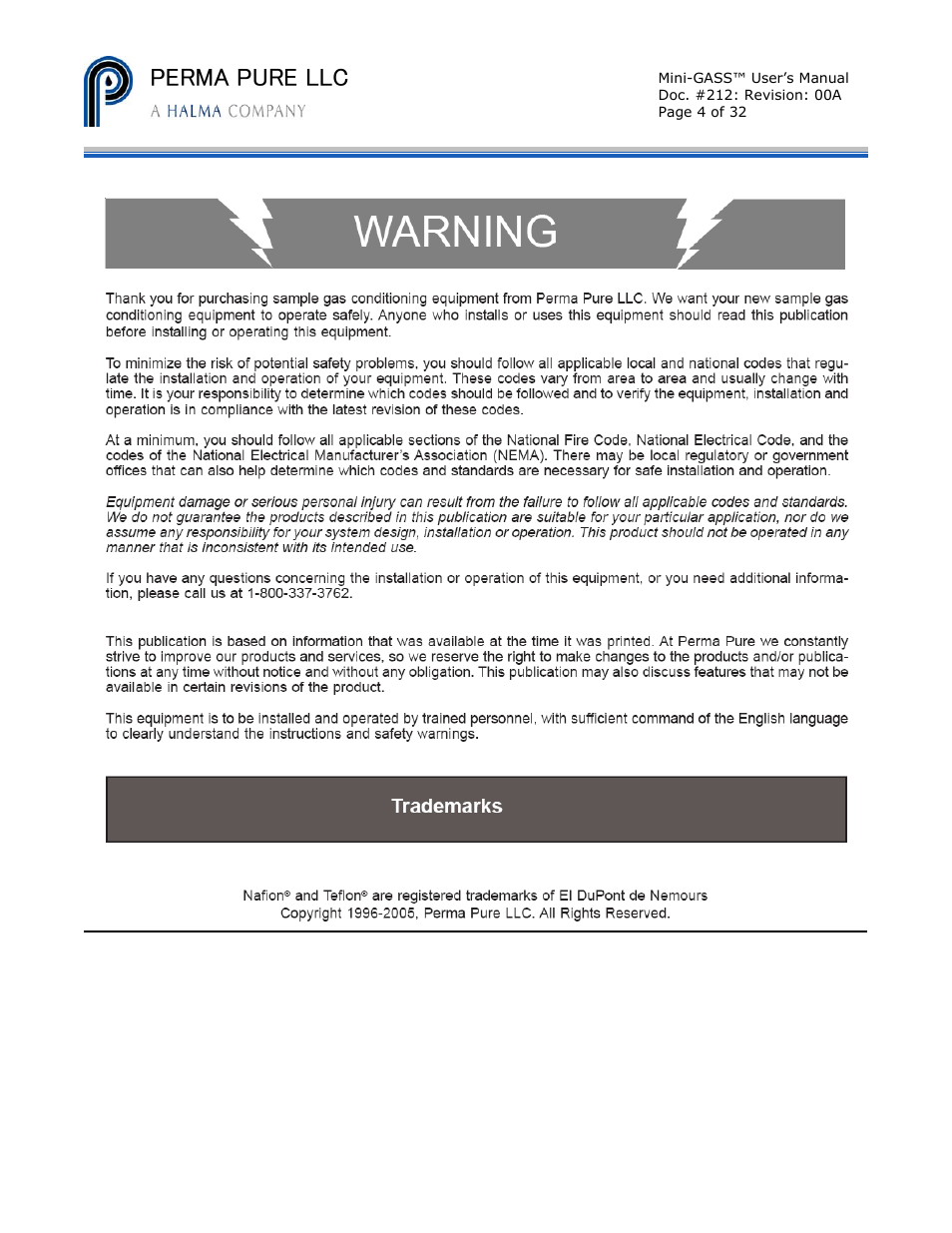 Perma pure llc | Perma Pure Mini-GASS User Manual | Page 4 / 32