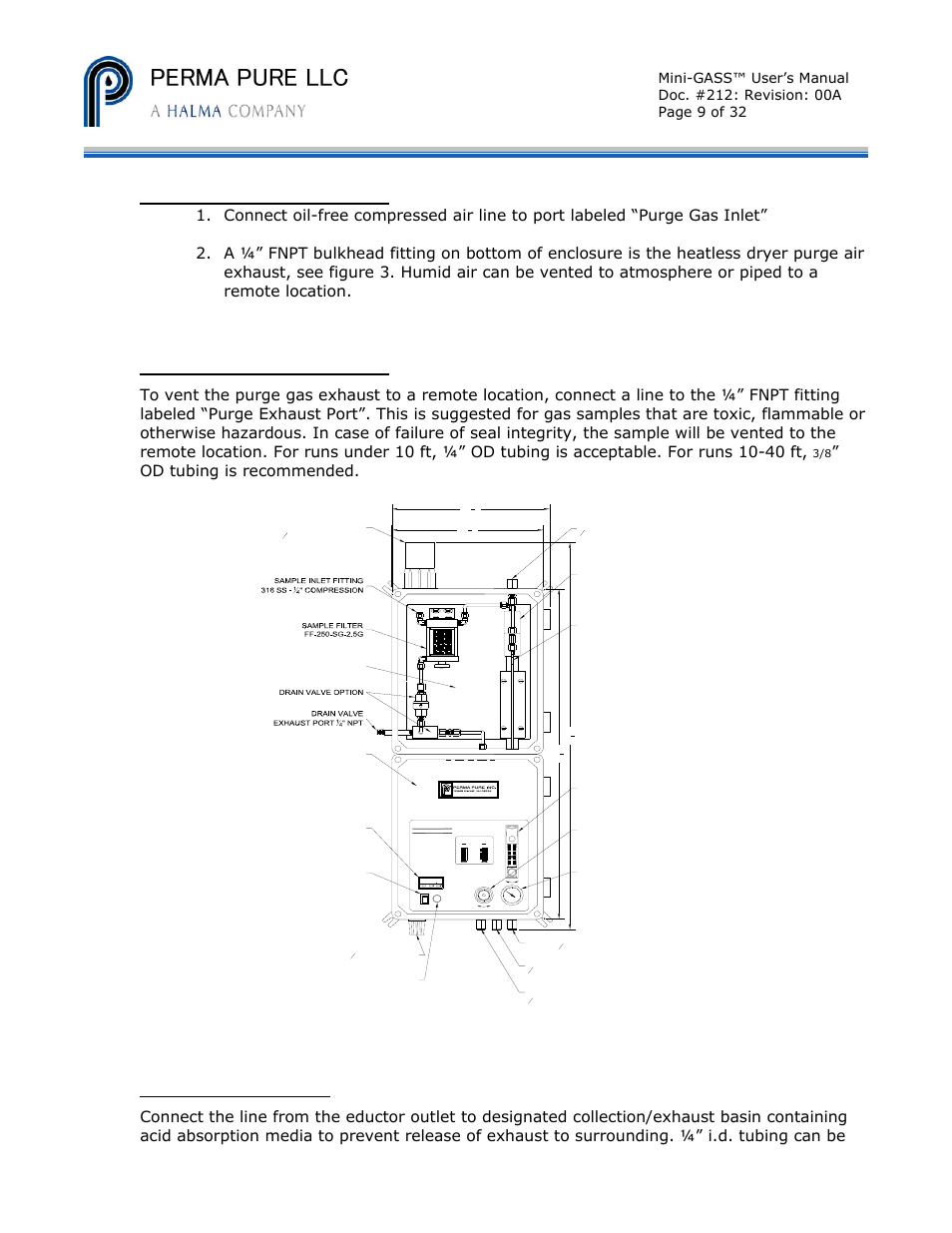 Perma pure llc, Od tubing is recommended | Perma Pure Mini-GASS User Manual | Page 9 / 32