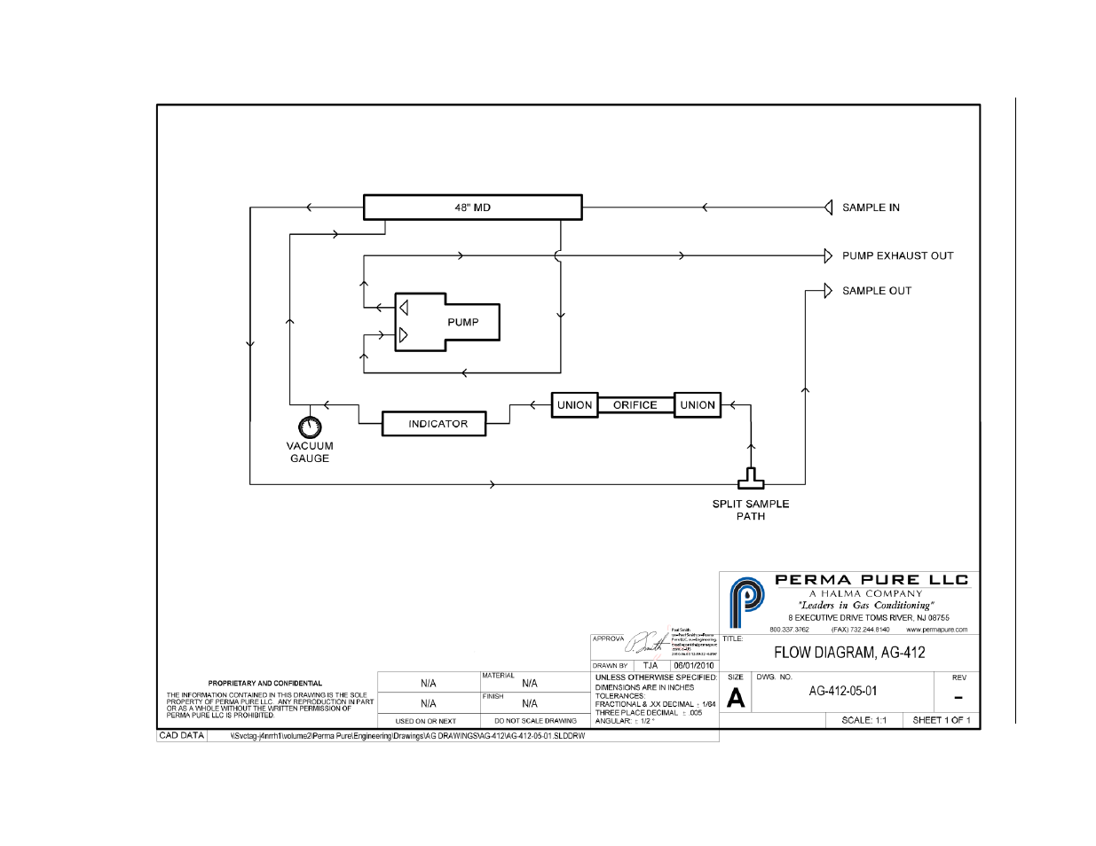 Ag-412-05-01: plumbing diagram for mdss series | Perma Pure MDSS (LLC Integrator Series) User Manual | Page 16 / 23