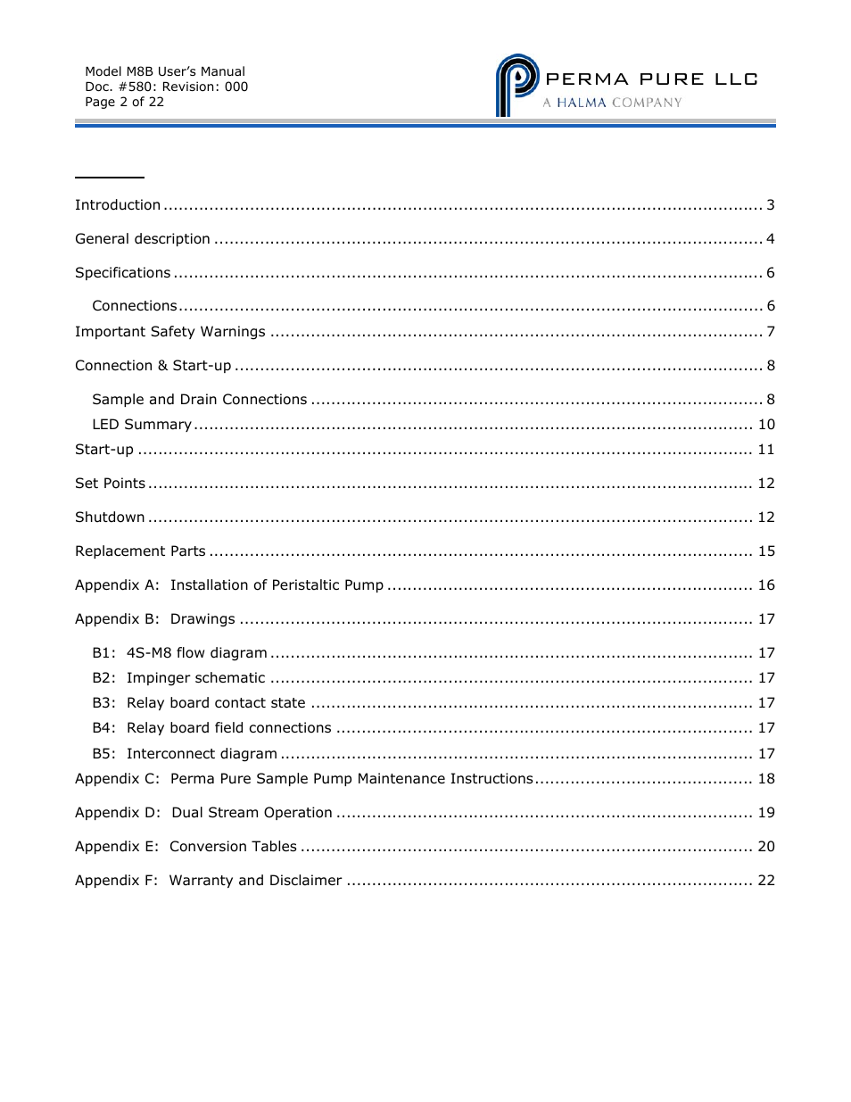 Perma pure llc | Perma Pure Baldwin-Series M8B User Manual | Page 2 / 27
