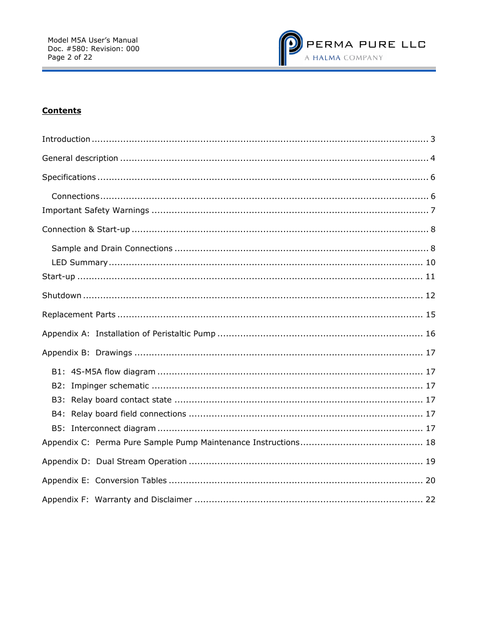 Perma pure llc | Perma Pure Baldwin-Series M5A User Manual | Page 2 / 27