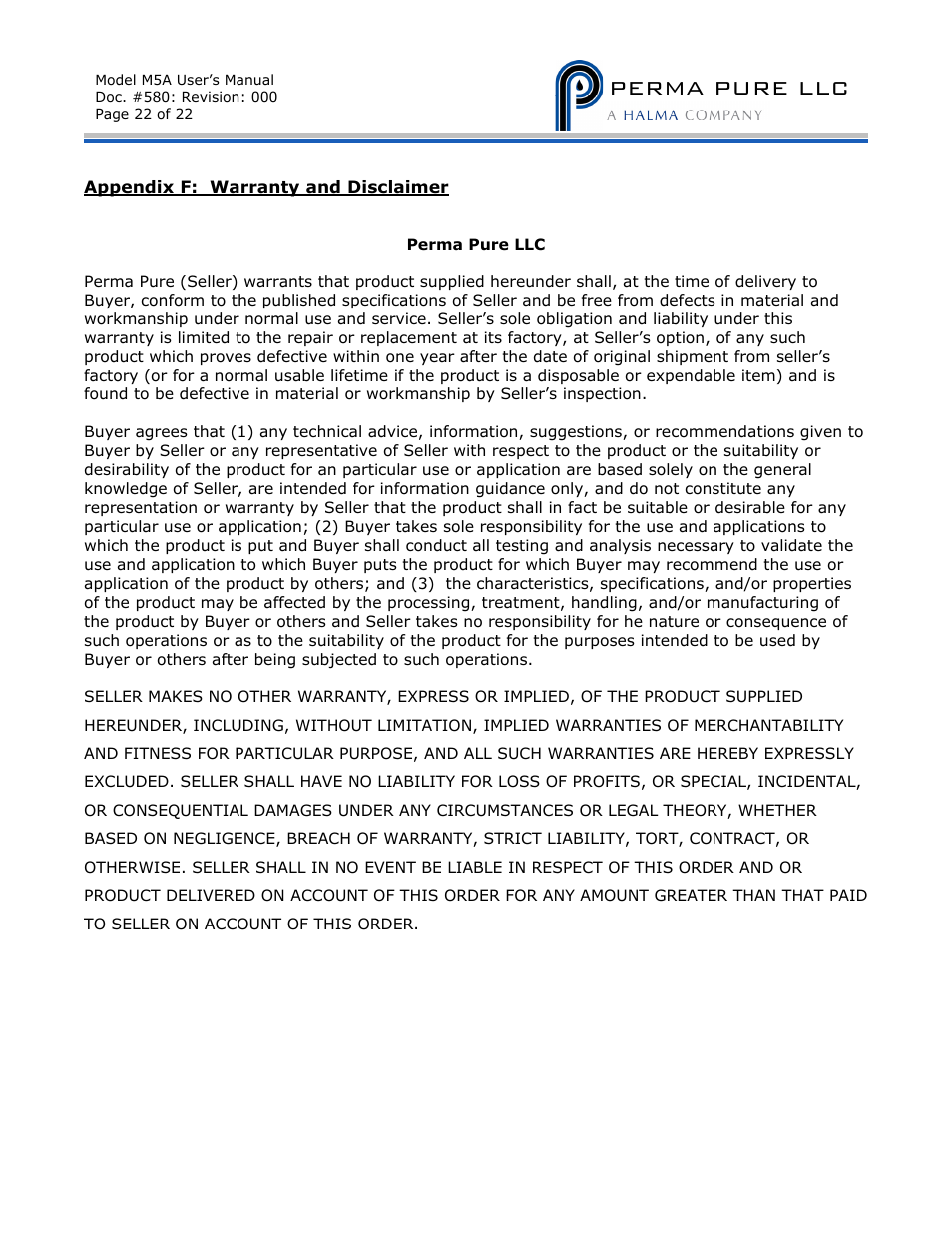 Perma pure llc | Perma Pure Baldwin-Series M5A User Manual | Page 27 / 27